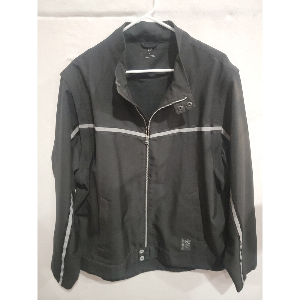 FOX RACING Mens Jacket Vest XL Convertible BLACK Full Zip Wind Rain Reflective